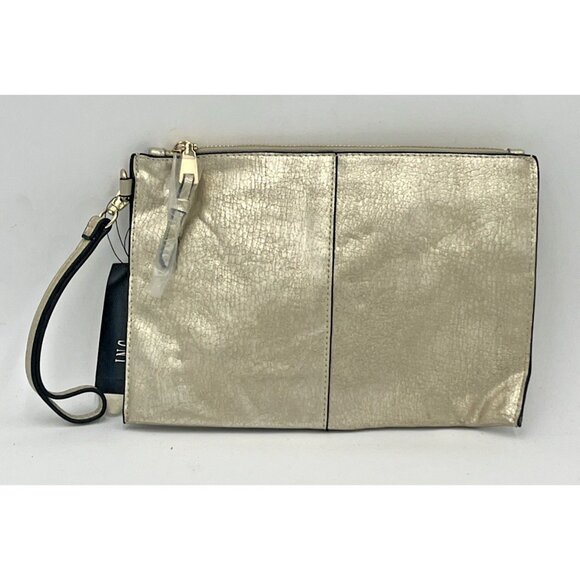 INC Women’s Hand Bag Purse Makeup case Gold Metallic New With Tags - Picture 2 of 7